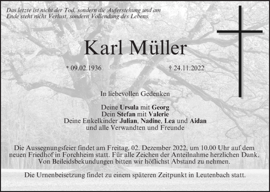 Anzeige von Karl Müller von MGO