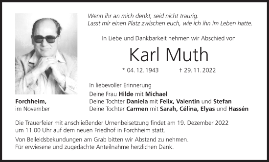Anzeige von Karl Muth von MGO
