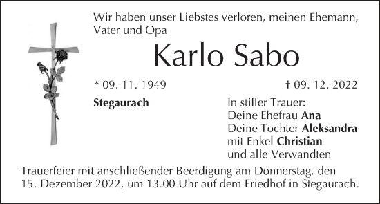 Anzeige von Karlo Sabo von MGO