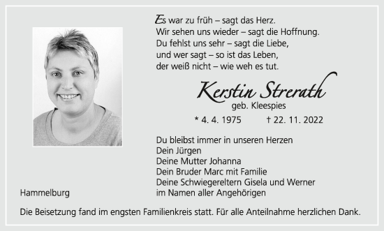 Anzeige von Kerstin Strerath von MGO
