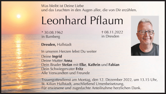 Anzeige von Leonhard Pflaum von MGO