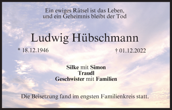 Anzeige von Ludwig Hübschmann von MGO