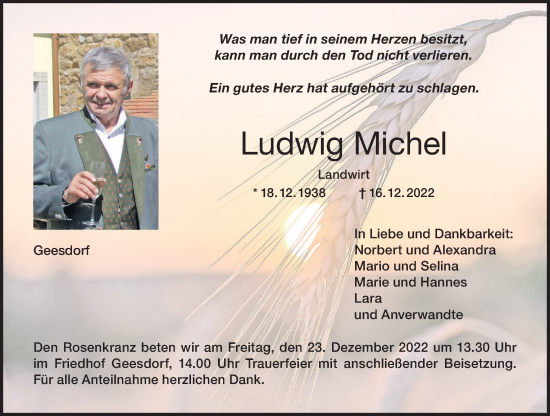 Anzeige von Ludwig Michel von MGO