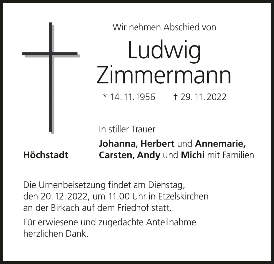 Anzeige von Ludwig Zimmermann von MGO
