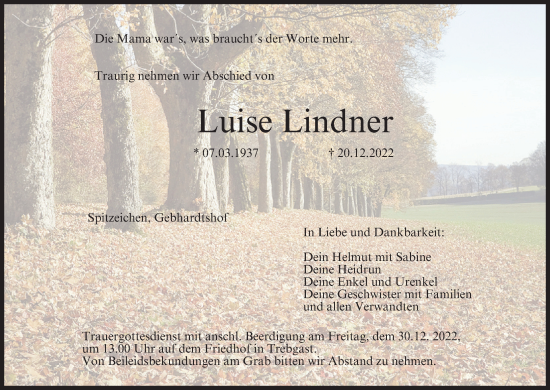Anzeige von Luise Lindner von MGO
