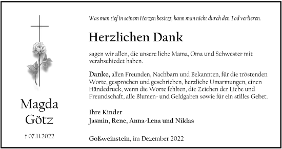 Anzeige von Magda Götz von MGO