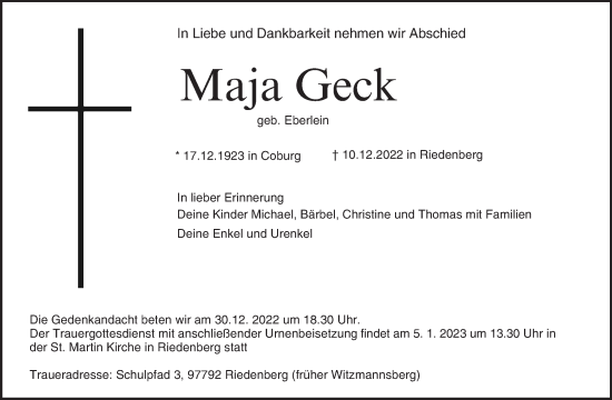 Anzeige von Maja Geck von MGO