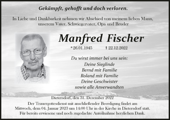 Anzeige von Manfred Fischer von MGO
