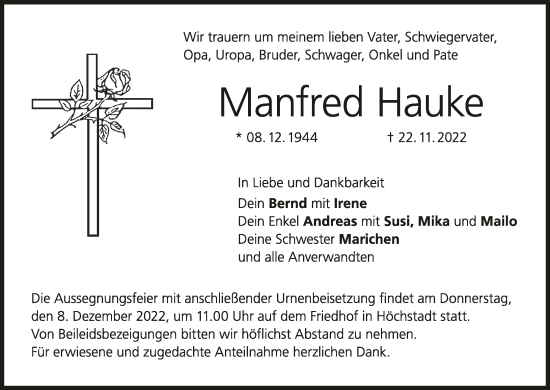 Anzeige von Manfred Hauke von MGO