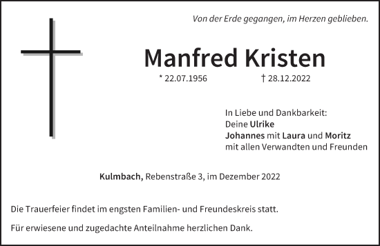 Anzeige von Manfred Kristen von MGO