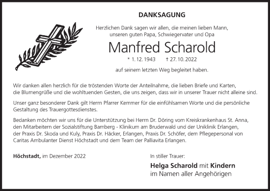 Anzeige von Manfred Scharold von MGO