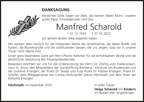 Anzeige von Manfred Scharold von MGO