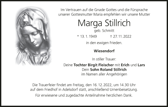 Anzeige von Marga Stillrich von MGO