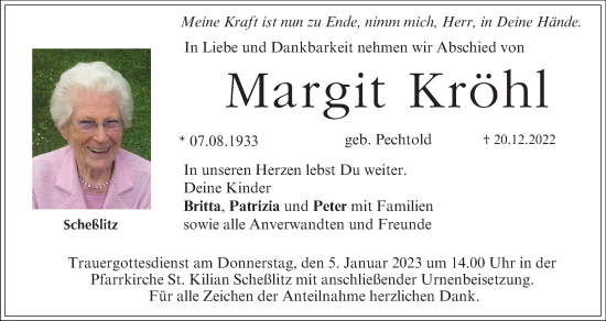 Anzeige von Margit Kröhl von MGO