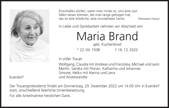 Anzeige von Maria Brand von MGO