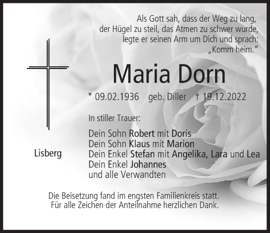Anzeige von Maria Dorn von MGO