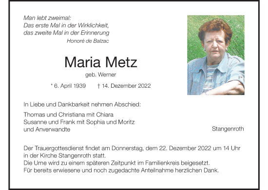 Anzeige von Maria Metz von MGO