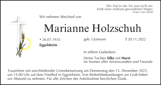 Anzeige von Marianne Holzschuh von MGO