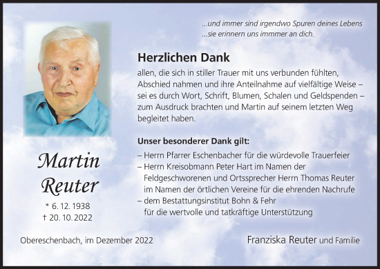 Anzeige von Martin Reuter von MGO