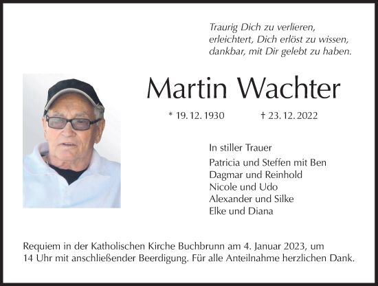 Anzeige von Martin Wachter von MGO