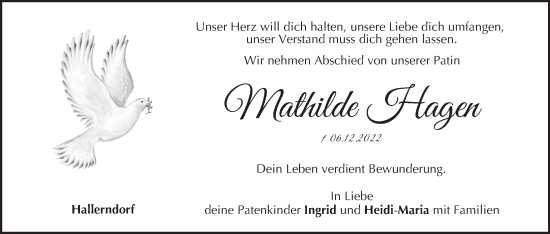 Anzeige von Mathilde Hagen von MGO