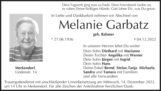 Anzeige von Melanie Garbatz von MGO