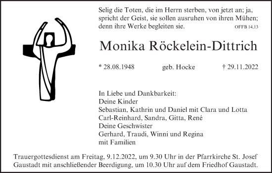 Anzeige von Monika Röckelein-Dittrich von MGO