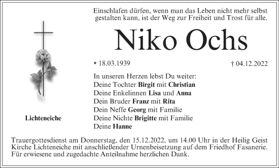 Anzeige von Niko Ochs von MGO