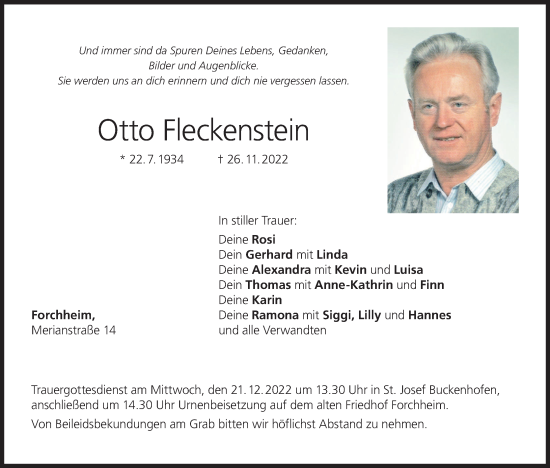 Anzeige von Otto Fleckenstein von MGO