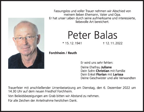 Anzeige von Peter Balas von MGO