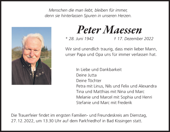 Anzeige von Peter Maessen von MGO