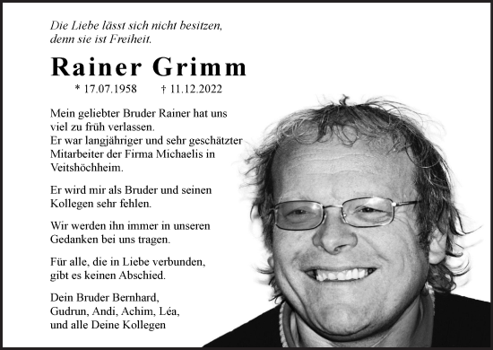 Anzeige von Rainer Grimm von MGO