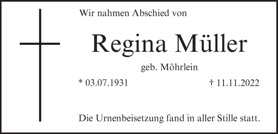 Anzeige von Regina Müller von MGO