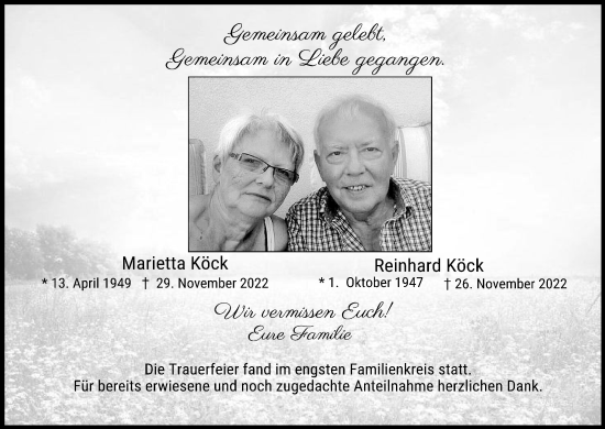 Anzeige von Reinhard Köck von MGO