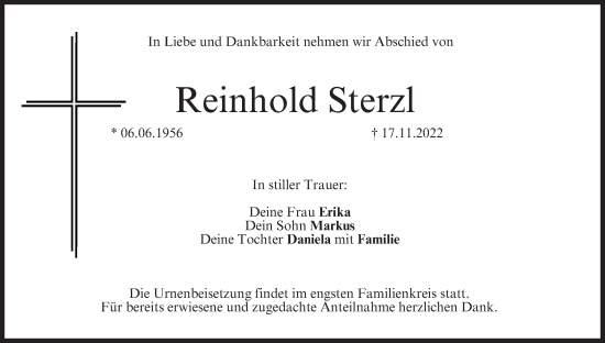 Anzeige von Reinhold Sterzl von MGO