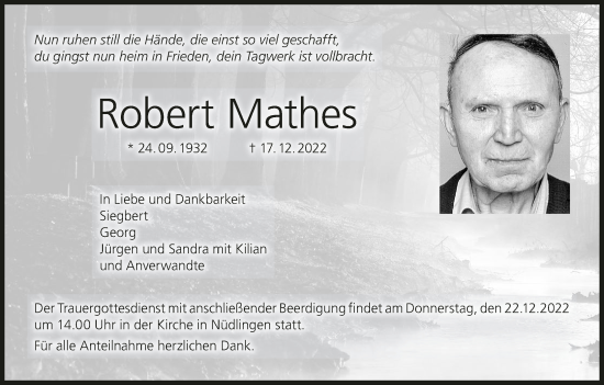 Anzeige von Robert Mathes von MGO