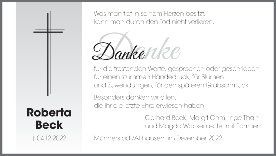 Anzeige von Roberta Beck von MGO