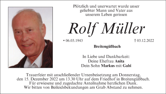 Anzeige von Rolf Müller von MGO
