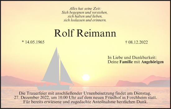 Anzeige von Rolf Reimann von MGO