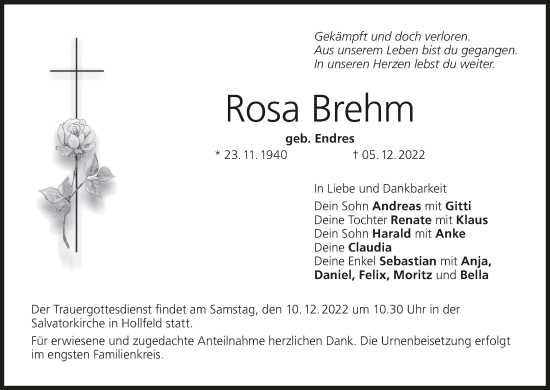 Anzeige von Rosa Brehm von MGO