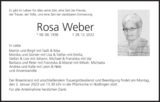 Anzeige von Rosa Weber von MGO