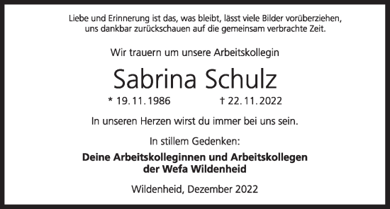 Anzeige von Sabrina Schulz von MGO