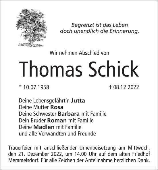 Anzeige von Thomas Schick von MGO