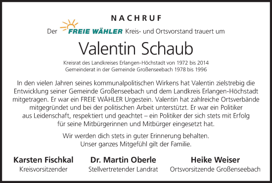 Anzeige von Valentin Schaub von MGO