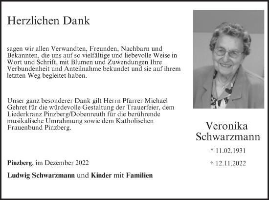 Anzeige von Veronika Schwarzmann von MGO