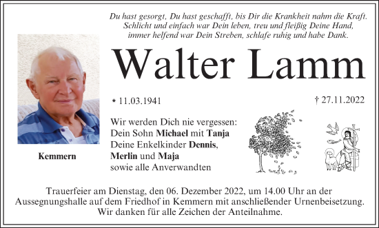 Anzeige von Walter Lamm von MGO