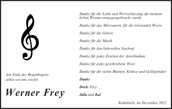 Anzeige von Werner Frey von MGO
