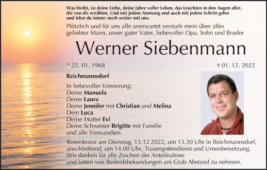Anzeige von Werner Siebenmann von MGO