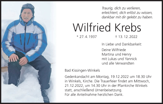 Anzeige von Wilfried Krebs von MGO