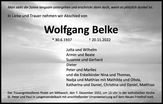 Anzeige von Wolfgang Belke von MGO